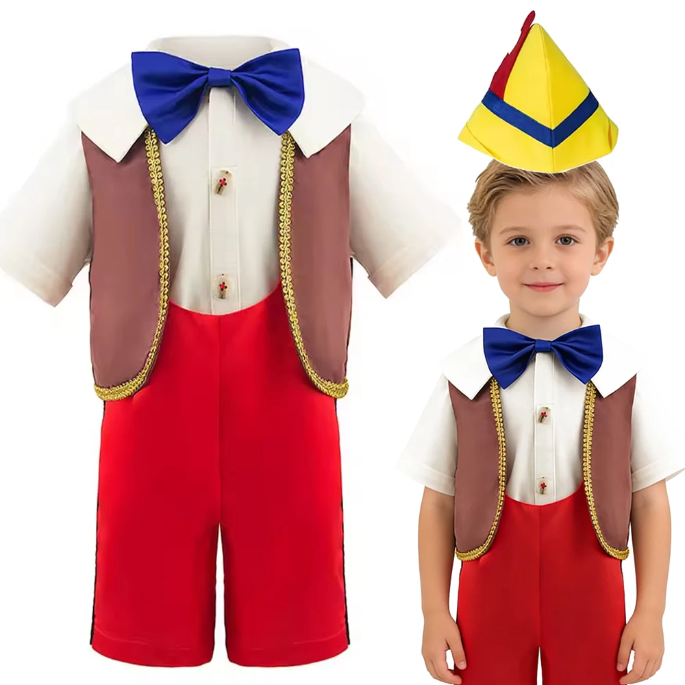 

Boys Fairytale Long Nose Puppet Cosplay 7PCS Set With Complete Accessories Funny Outfit For Halloween Carnival Birthday Party