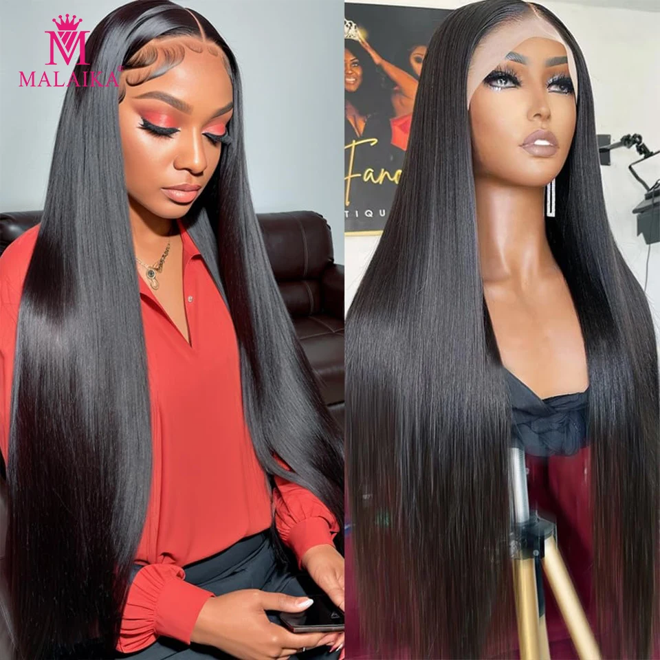 Perruque Lace Front Wig Remy naturelle lisse, 13x4 HD, 14-48 pouces, pre-plucked, densité 250, perruque pour femmes africaines