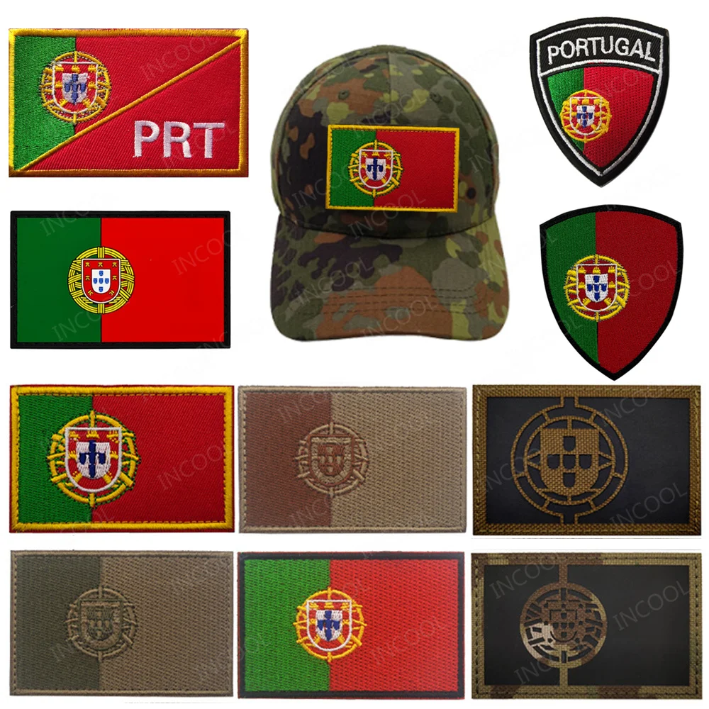 Portugal Flag Embroidered Patches Reflective Portuguese Flags PVC Rubber Badges Armband Tactical Appliques For Clothing Backpack