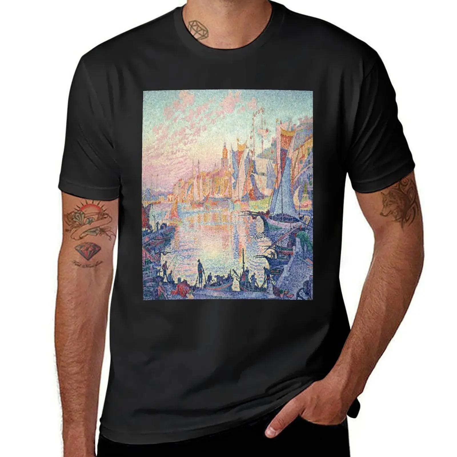 The Port of Saint-Tropez-Paul Signac T-Shirt customs korean fashion cute tops oversized mens cotton t shirts