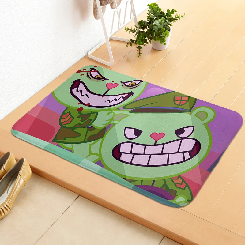 

Doormat Entrance Door Happy T-Tree Friends Mat for Hallway Modern Home Decoration Living Room Bathroom Rug Carpet for Bedroom