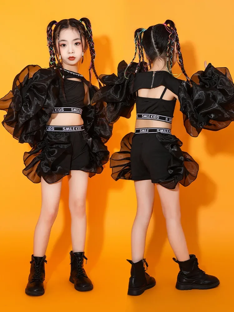 زي رقص الشارع الحديث للأطفال ، زي الجاز ، المنصة ، عرض الهيب هوب ، راقصة الجاز للبنات ، بدلة أداء للأطفال ، أزياء سوداء