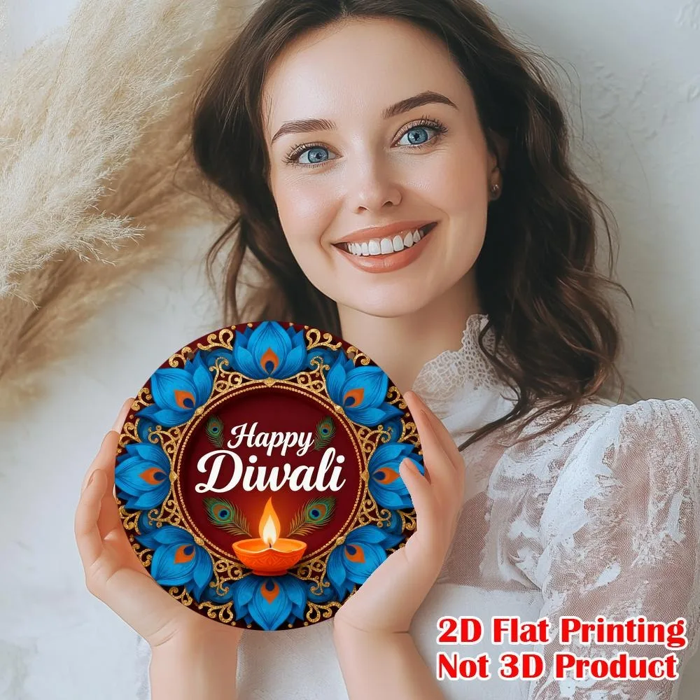 CIFBUY Vintage Diwali Drive Away Darkness Sign, Aluminum Wall Art Waterproof Wear Resistant Metal Plaque for Home Kitchen Studio