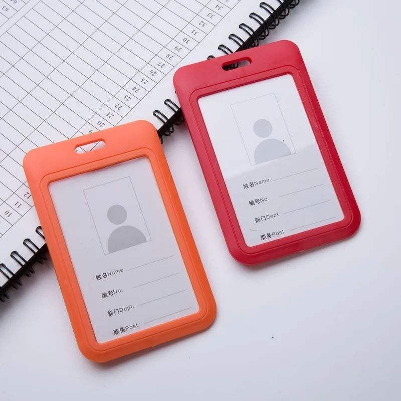 Push Pull Type Identification Badge Holder Employees Staff Credentials Card Cover Business Pass ID Name Card Protector Case