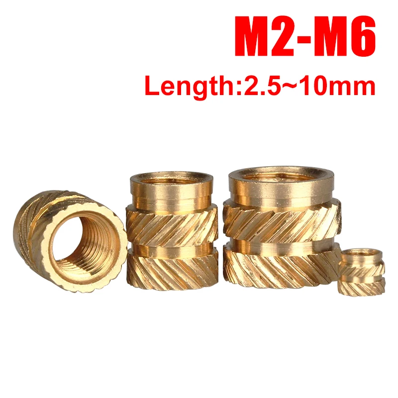 Brass Insert Nut M2 M2.5 M3 M4 M5 M6 Metric Thread 3D Printer Heat Insertnut Double Twill Embedment Hot Melt Copper Nuts Inserts