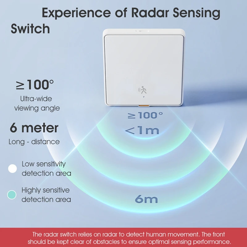 Tuya ZigBee 3.0 Smart Light Switch with 6M Radar Human Motion Detection Alarm Sensor No/Need Neutral Wire Switch Black-PZZW