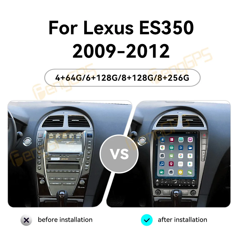 12 Inch Android 14 CarPlay Car Radio For Lexus ES350 2009-2012 Touch Screen Multimedia Player GPS Navigation Head Unit DSP Auto