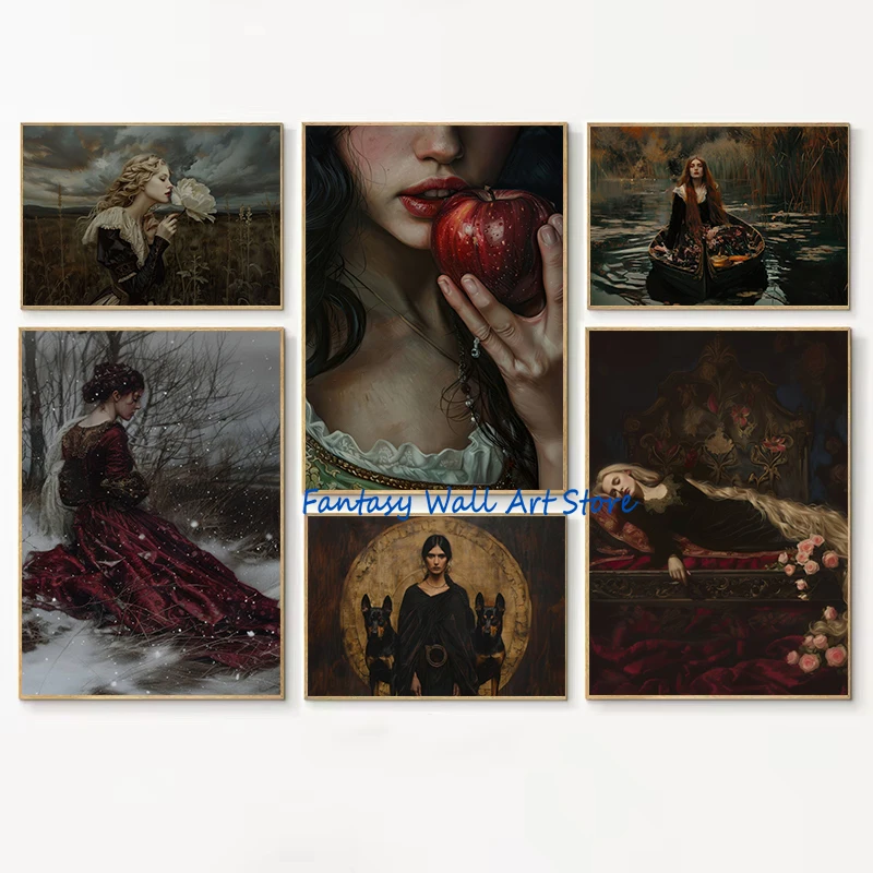 Póster de mitología de diosa victoriana, Penélope, Blancanieves, Lilith, Afrodita, Academia oscura, pintura en lienzo, imágenes de pared, decoración del hogar