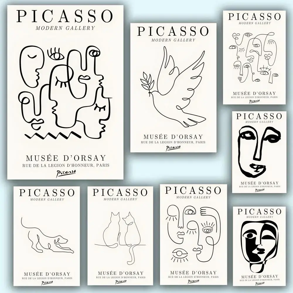 Classic P-PicassoS Art Painting Calligraphy Wall Art HD Canvas Oil Painting Posters Prints Home Bedroom Living Room Decor Gift