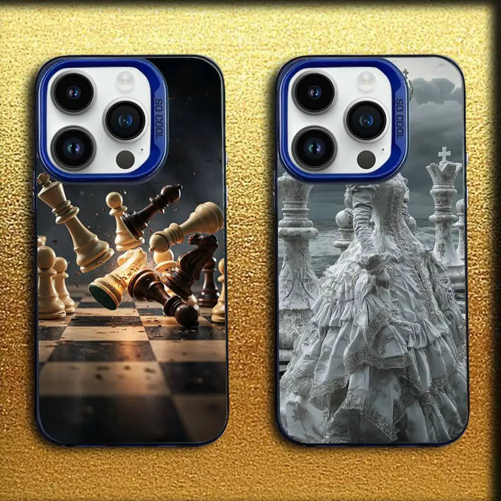 

The Art of Chess Phone Case For iPhone 16,15,14,13,12,11,Mini,Pro,E,MAX Blue Candy Matte Shockproof Cover