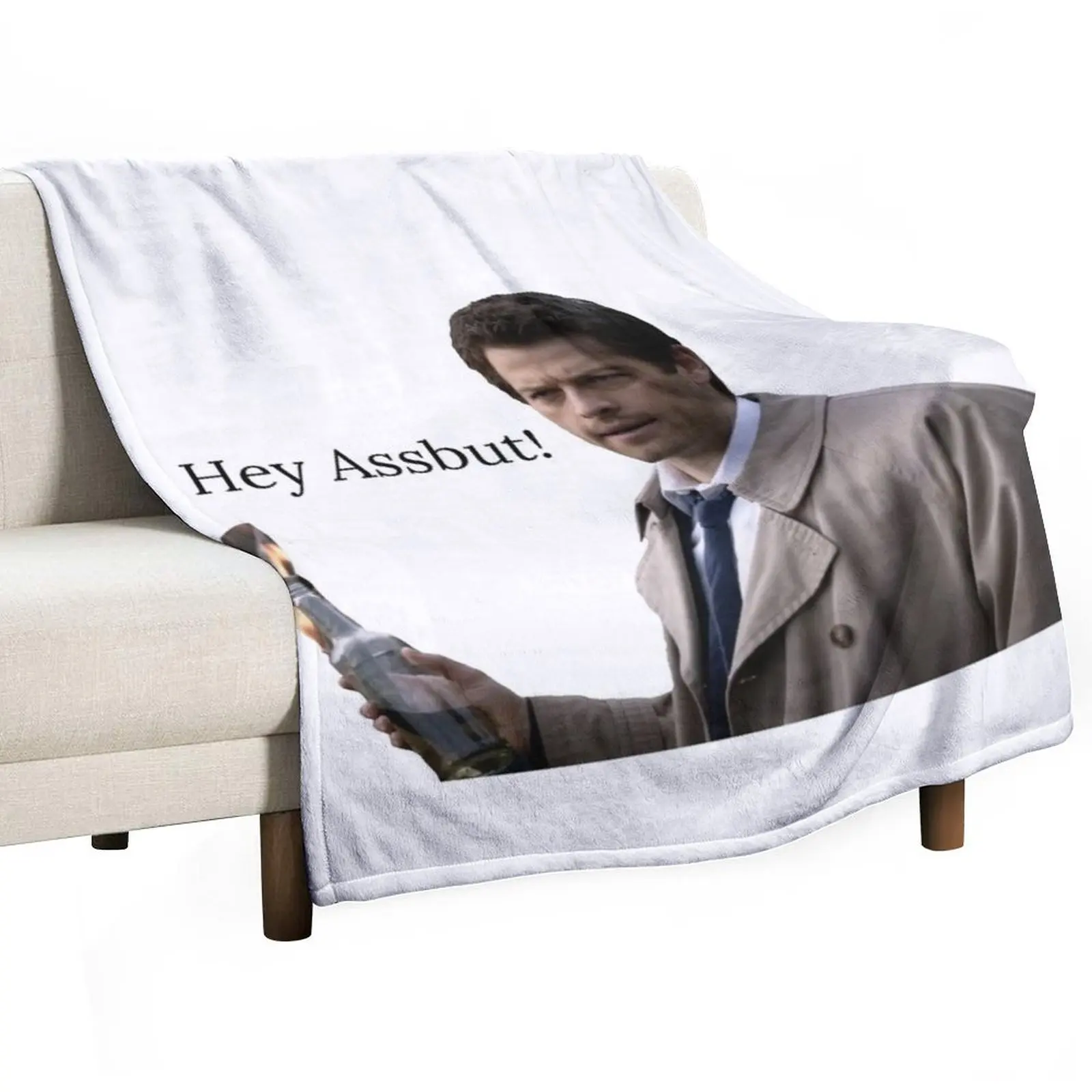

Castiel hey assbut! Throw Blanket For Decorative Sofa halloween Heavy Softest Blankets