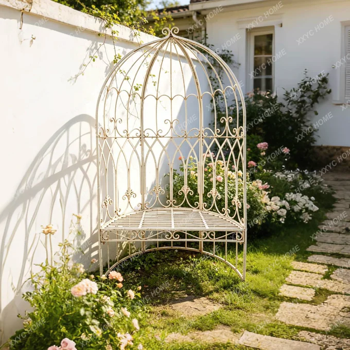 Wrought iron flower stand chair atmosphere floor-to-ceiling modern creative plants outdoor courtyard balcony