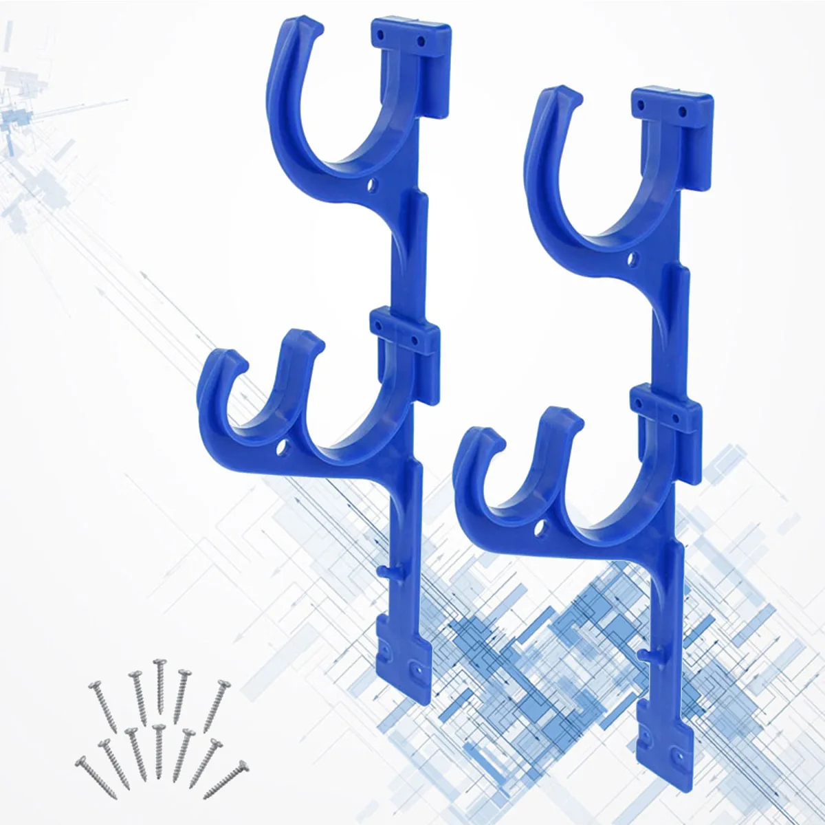 ชุดอุปกรณ์จัดเก็บอุปกรณ์ทำความสะอาดสระว่ายน้ำ 1 ชุด พร้อมราวแขวนพลาสติก ตะขอแขวนตาข่าย สำหรับจัดระเบียบบ้าน สวน โรงเรียน ร้านค้า สีฟ้า