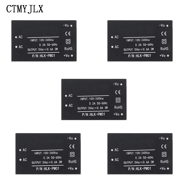 5 Stück HLK-PM01 HLK-PM03 HLK-PM12 AC-DC 220 V bis 5 V/3,3 V/12 V Mini-Stromversorgungsmodul, intelligentes Haushaltsschalter-Netzteil