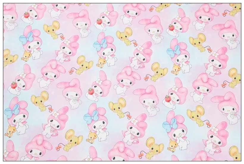 Sale Japanese My Melody Plain 100% Cotton Fabric For Sewing Patchwork Clothes DIY Quilting Needlework Material