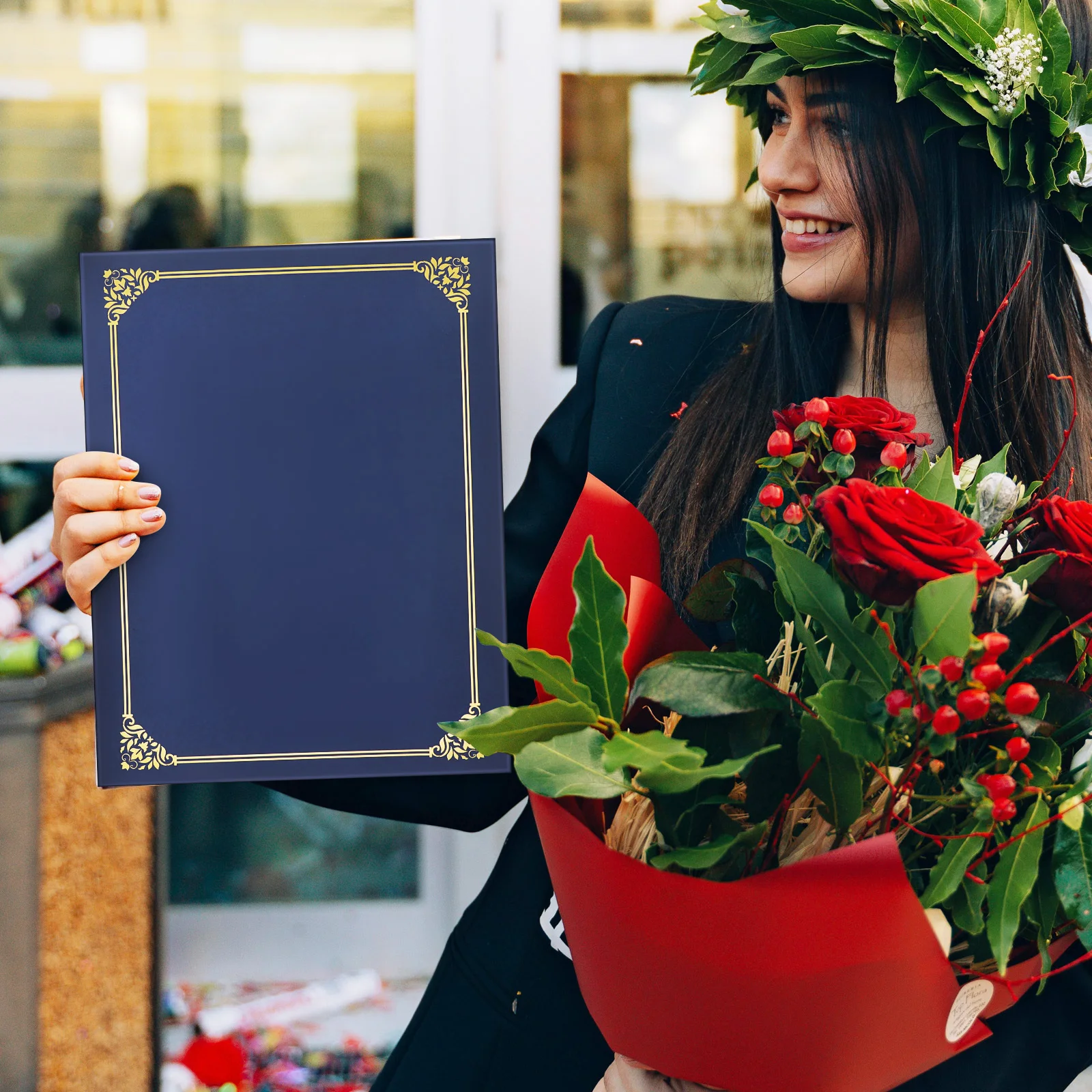 ซองใส่ประกาศนียบัตรสำเร็จการศึกษา 30 ชิ้น ทำจากกระดาษฟอยล์นูน สำหรับใส่รางวัล ประกาศนียบัตร แฟ้มนำเสนออย่างมีระดับ ขนาดใหญ่