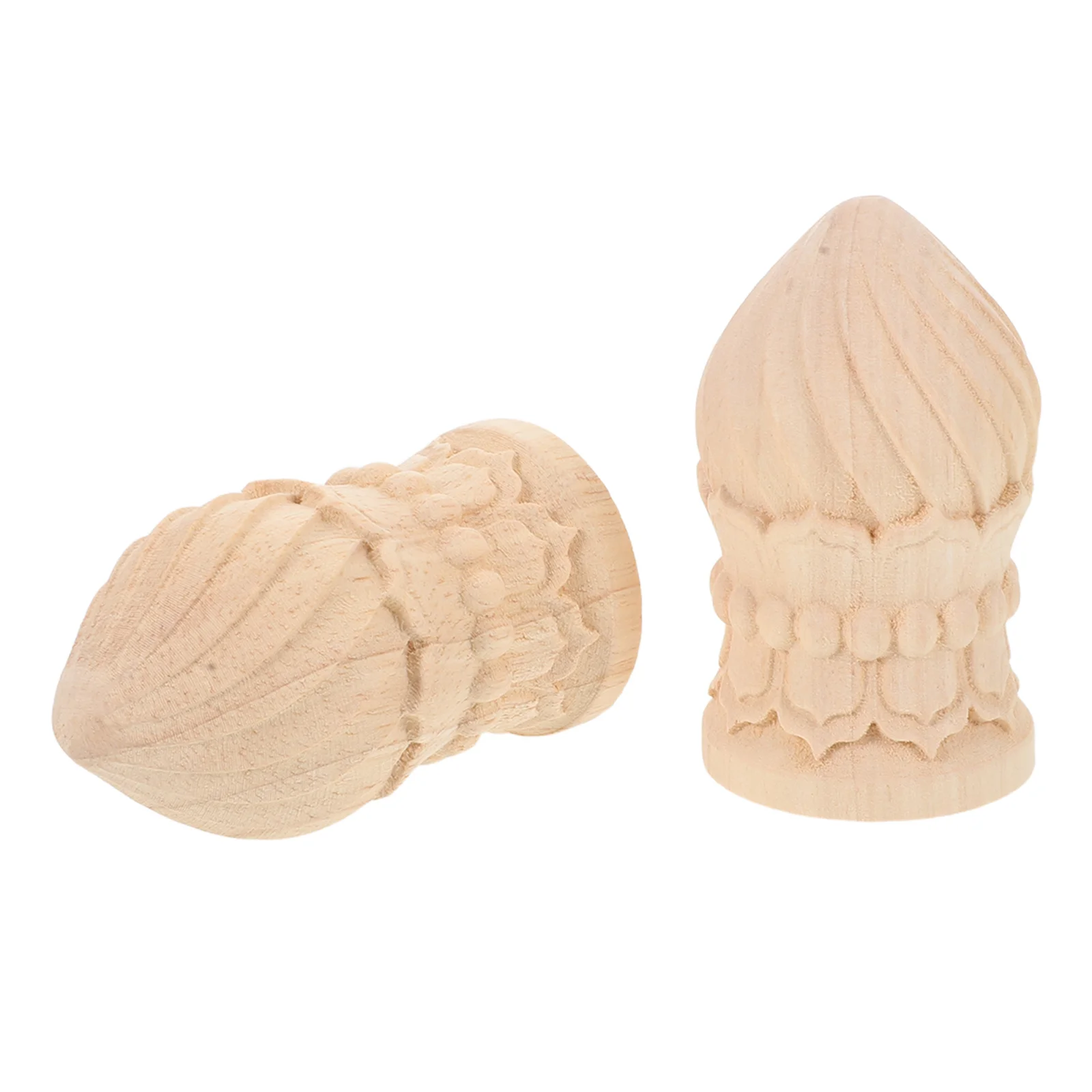 2 Piezas de Remates de Madera Sin Terminar, Elegante Artesanía, Columnas para Escaleras, Decoración de Muebles Pintables, Extremos de Madera Tallada