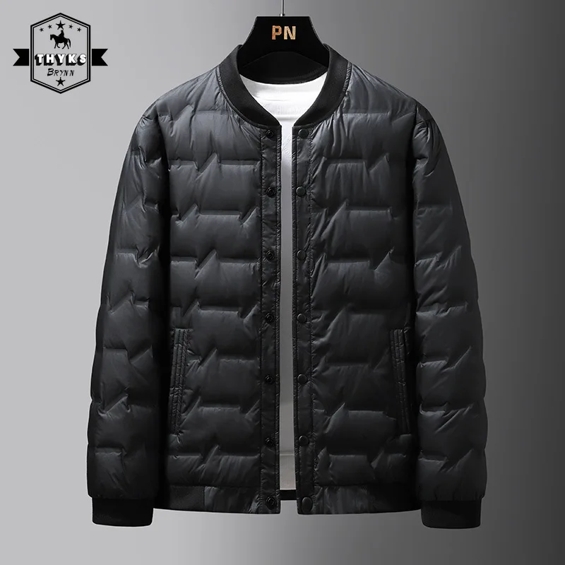 Men's White Duck Down Blazer Jacket Classic Solid Warm Stand Collar Windproof Down Jacket Male Casual Outdoor Windbreaker Winter