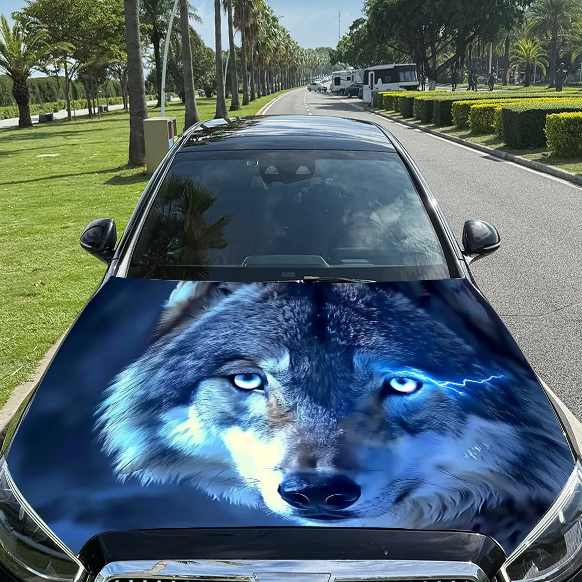 

Наклейки на капот автомобиля Blue Eyes Wolf, наклейки для украшения автомобиля, наклейки для внедорожников и грузовиков, автозапчасти, высококачественные подарки для любителей автомобилей