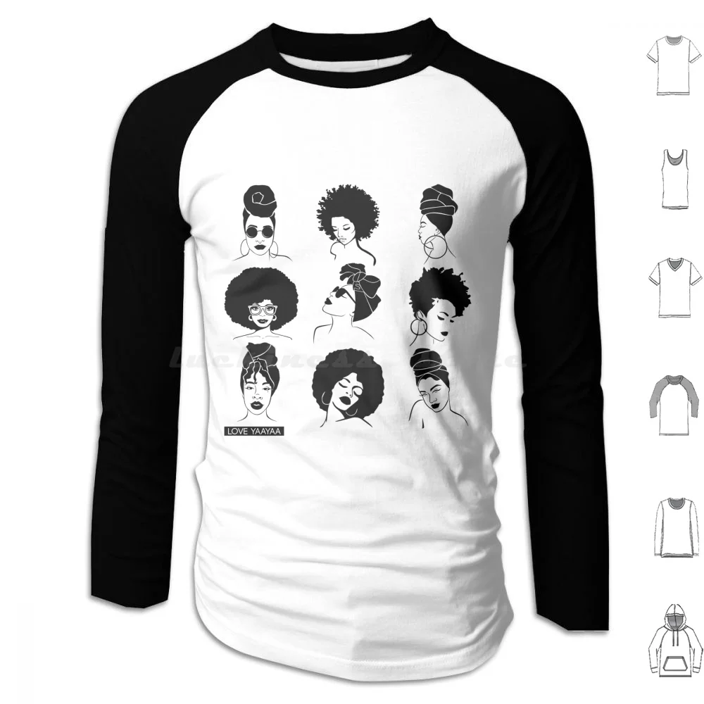 Black Women Afro Hairstyles And Headwrap Classic Hoodie Hoodies Long Sleeve Afro Centric Cultural Black Girl Magic