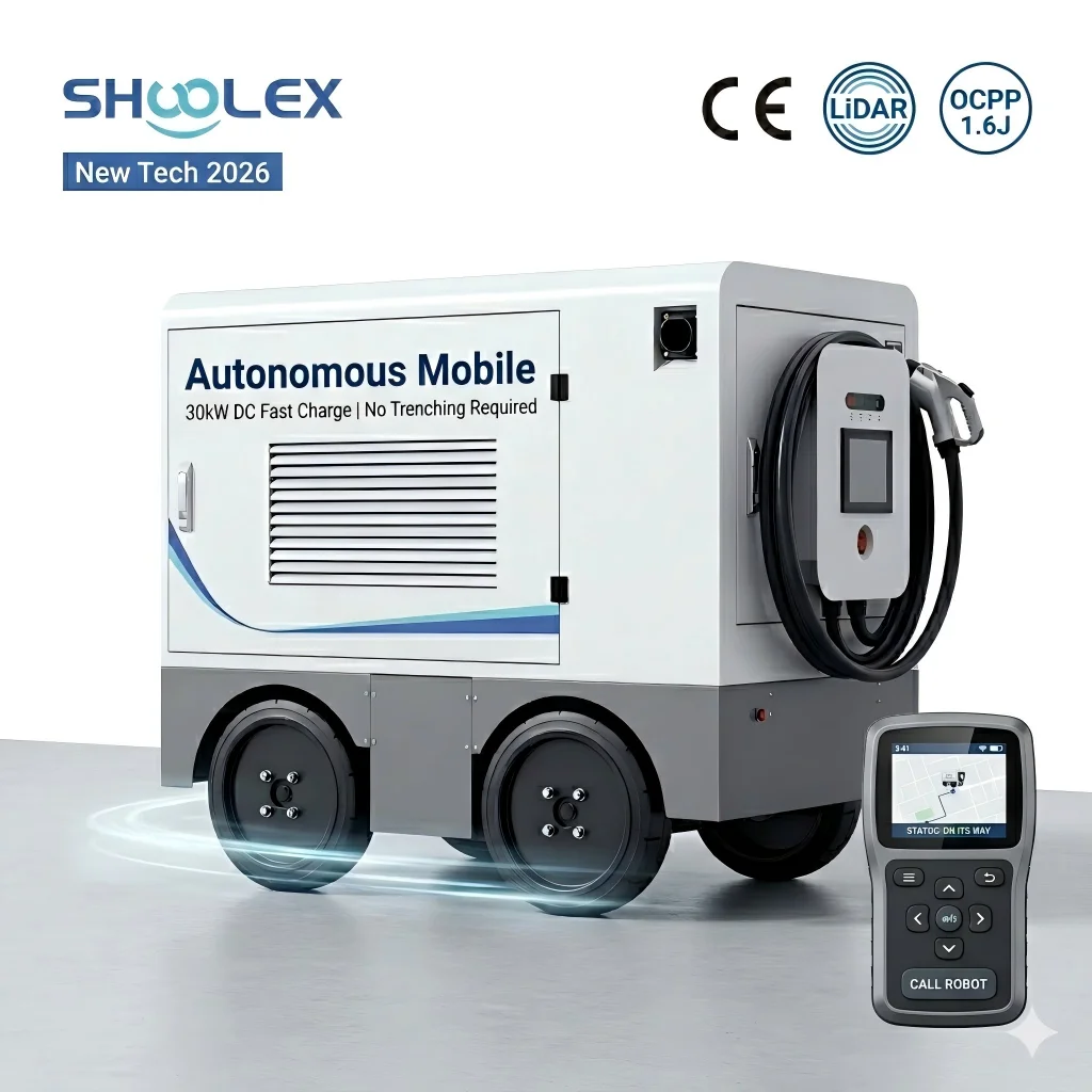 For Exhibition & Auto Show Events Commercial Mobile DC EV Charging Dispenser 30kW Wheel Mount OCPP 1.6J