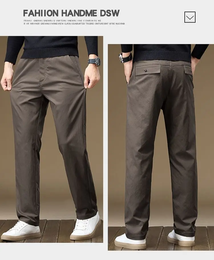 Herren Business-Hose, Gerade Passform, Baumwolle, Lässige Hose, Modische Herrenhose mit Elastischem Bund, Dehnbar, für Frühling und Herbst, Vielseitige Arbeitshose – Detail 11