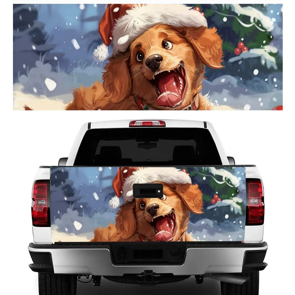 

Cute Christmas Puppy Dog Print Car Tail Trunk Protect Vinly Decal Auto Accessories Hood Decoration Sticker for Off-road Pickup