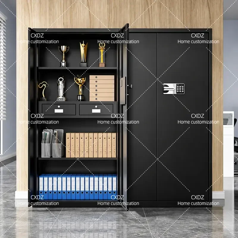 Black Electronic Secret Cabinet Office Password File Cabinet Fingerprint Lock Thickened Iron Safe Data Archive Cabinet