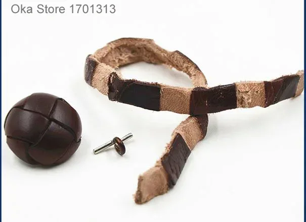 6 قطعة/الوحدة أزرار مغطاة من الجلد الطبيعي 15/19/21/23/26 مللي متر جودة عالية بيج أسود بني زر من الجلد لمعاطف سترة مشبك #5