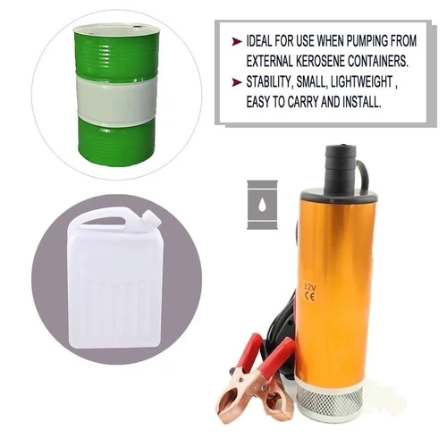 Imagen 2 del producto Bomba de aceite 2 en 1, pistola de repostaje eléctrica sumergible, manguera de acero de 5 metros, accesorios de Camping para agua y combustible