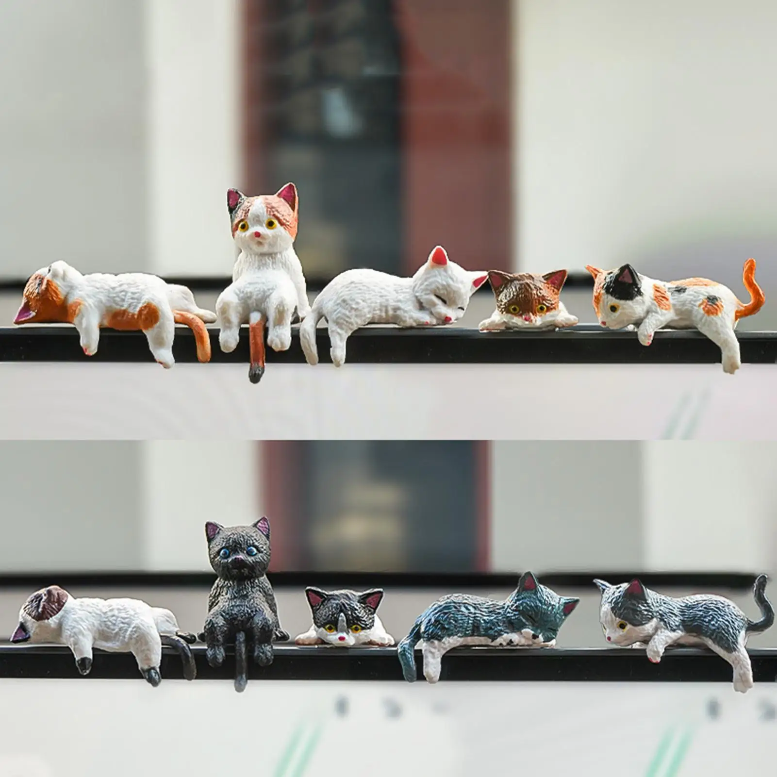 Cat Figurines 10Pcs Funny Sleeping Cats Car Center Console Ornaments Navigator Screen Rearview Sleeping Kitten Ornaments