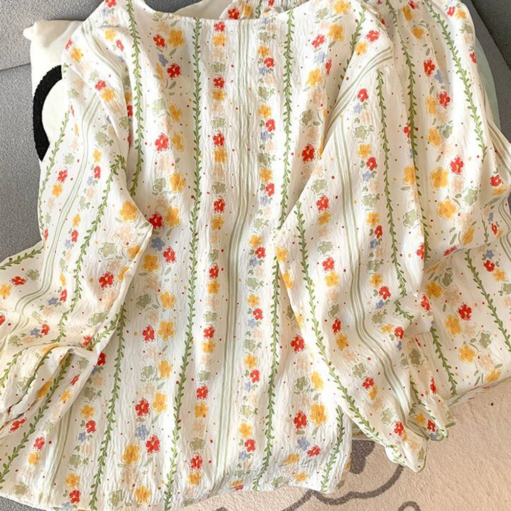 Plus Size 5XL 150kg Spring Women's Pajamas Sets for Women 2 pieces Floral Sleepwear Long Sleeve Women's Home Clothes Suit