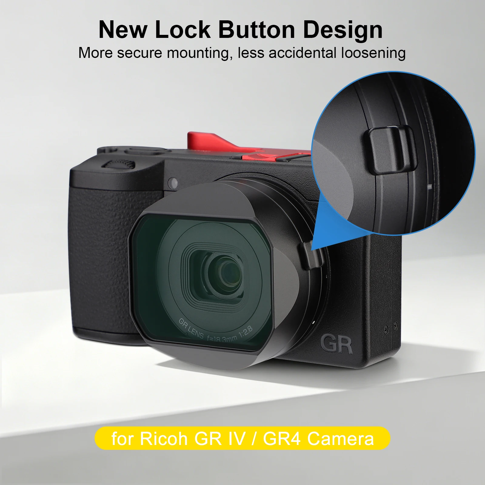 Haoge GR4 Metall-Objektivblende mit integriertem UV-Filter für RICOH GR IV GRIV HDF Monochrom-Kameraobjektiv-Zubehör, Bajonettanschluss – Detail 3