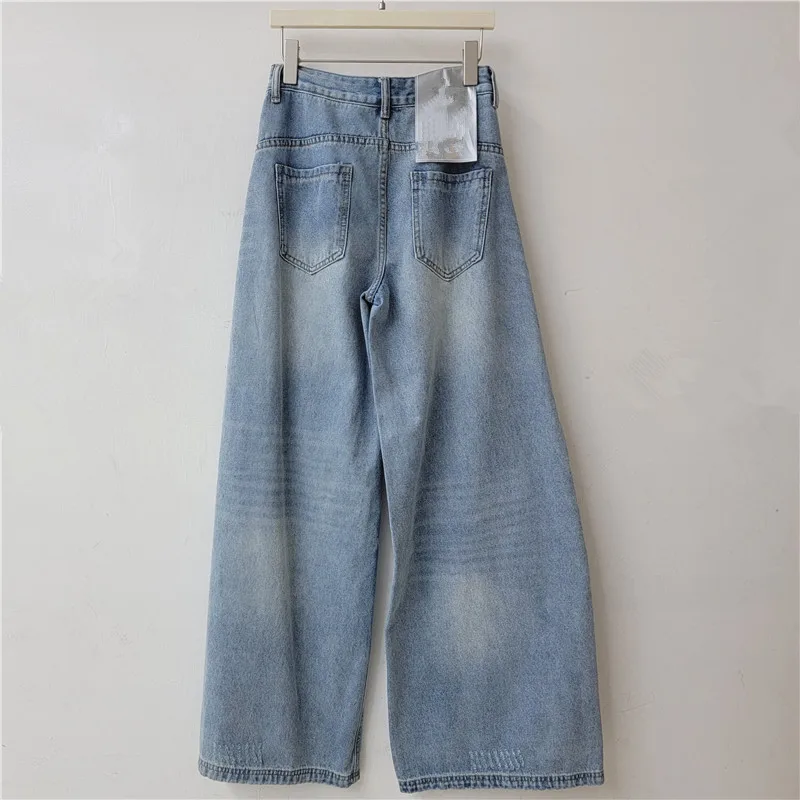 ANJY Spring Autumn New Women Korean Style Washed Casual Denim Pants Handmade Three-dimensional Floral Designs Loose Jeans A28357