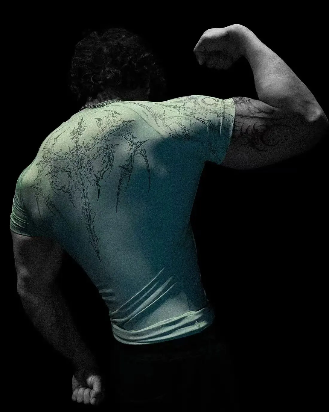 Nieuwe Zomer GYM T-shirt Heren Gothic Print Spier Tee Hoge Elasticiteit En Sneldrogende Oefening Voor Bodybuilding Training T-shirt