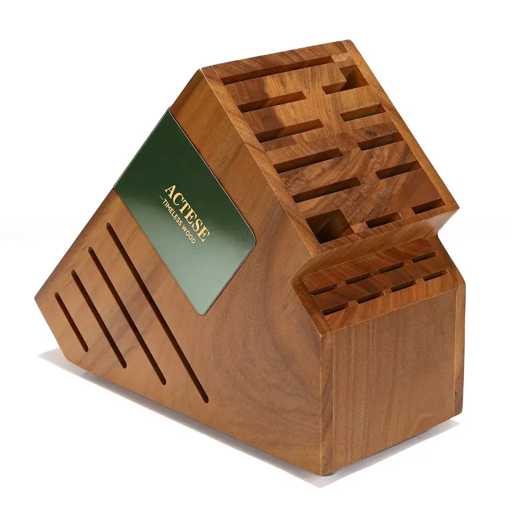 

Деревянная подставка для ножей без ножей, универсальный органайзер для ножей на 20 слотов с широкими отверстиями и надежной подставкой, C