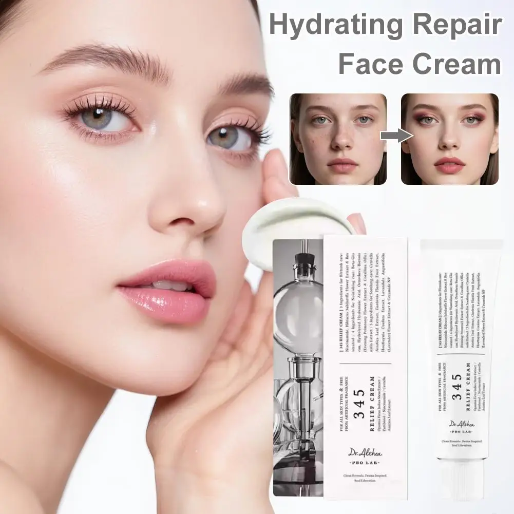 345 Relief Cream Feuchtigkeitscreme zur beruhigenden Wiederherstellung Gesichtscreme Teebaumblattwasser Niacinamid Koreanische Hautpflege für alle Hauttypen – Detail 3