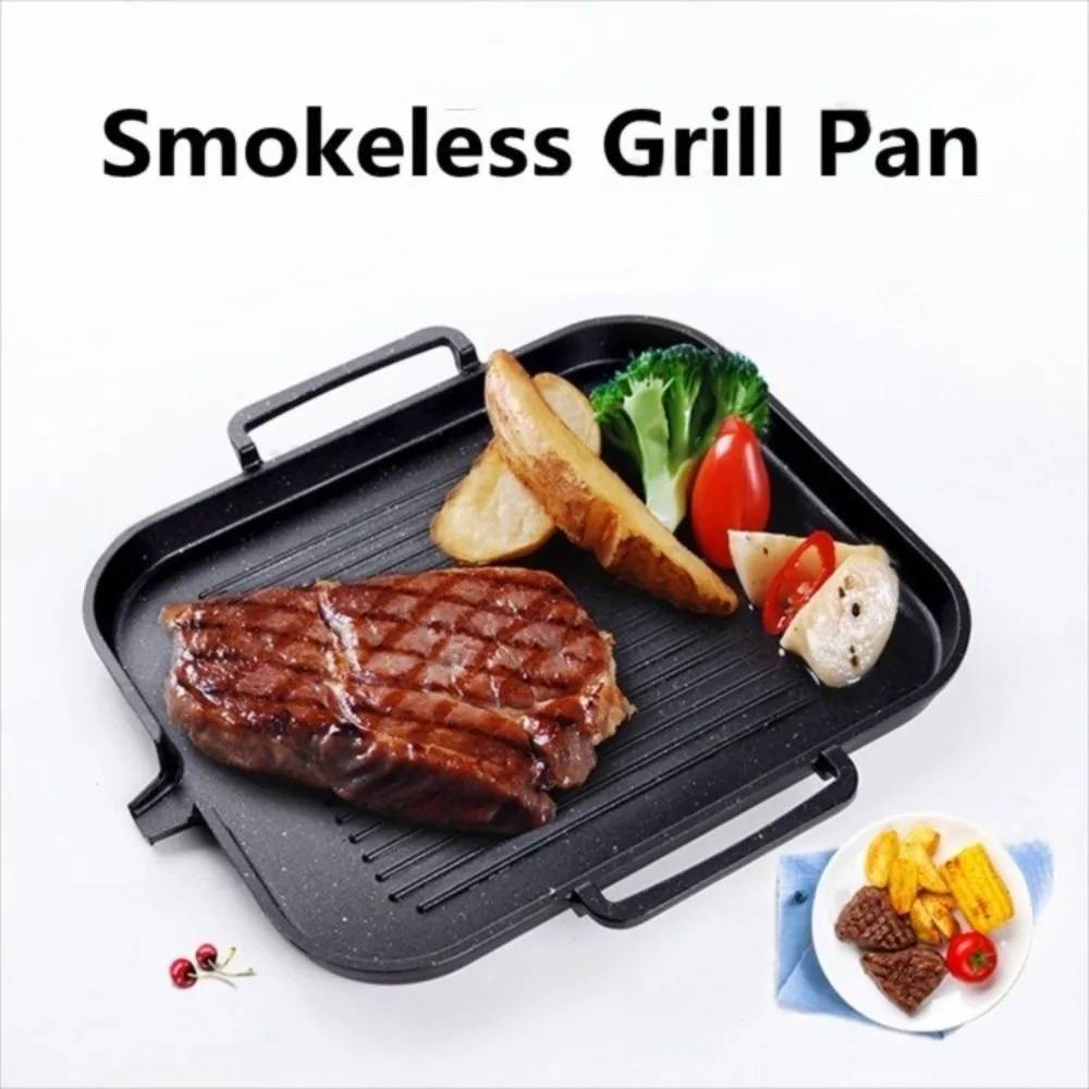 

Universal Non Stick Korean Grill Pan Plate Rectangle Portable BBQ Grill Pan Skillet Easy Clean Camping Barbecue Pan Gas Stove