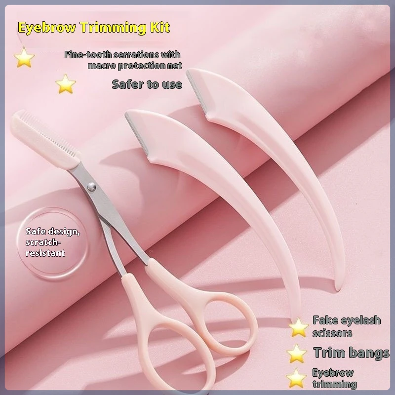 -Rosa Augenbrauen-Trimmschere mit integriertem Kamm – Edelstahl, präzises Pflegewerkzeug, die perfekte Augenbrauen erstellt