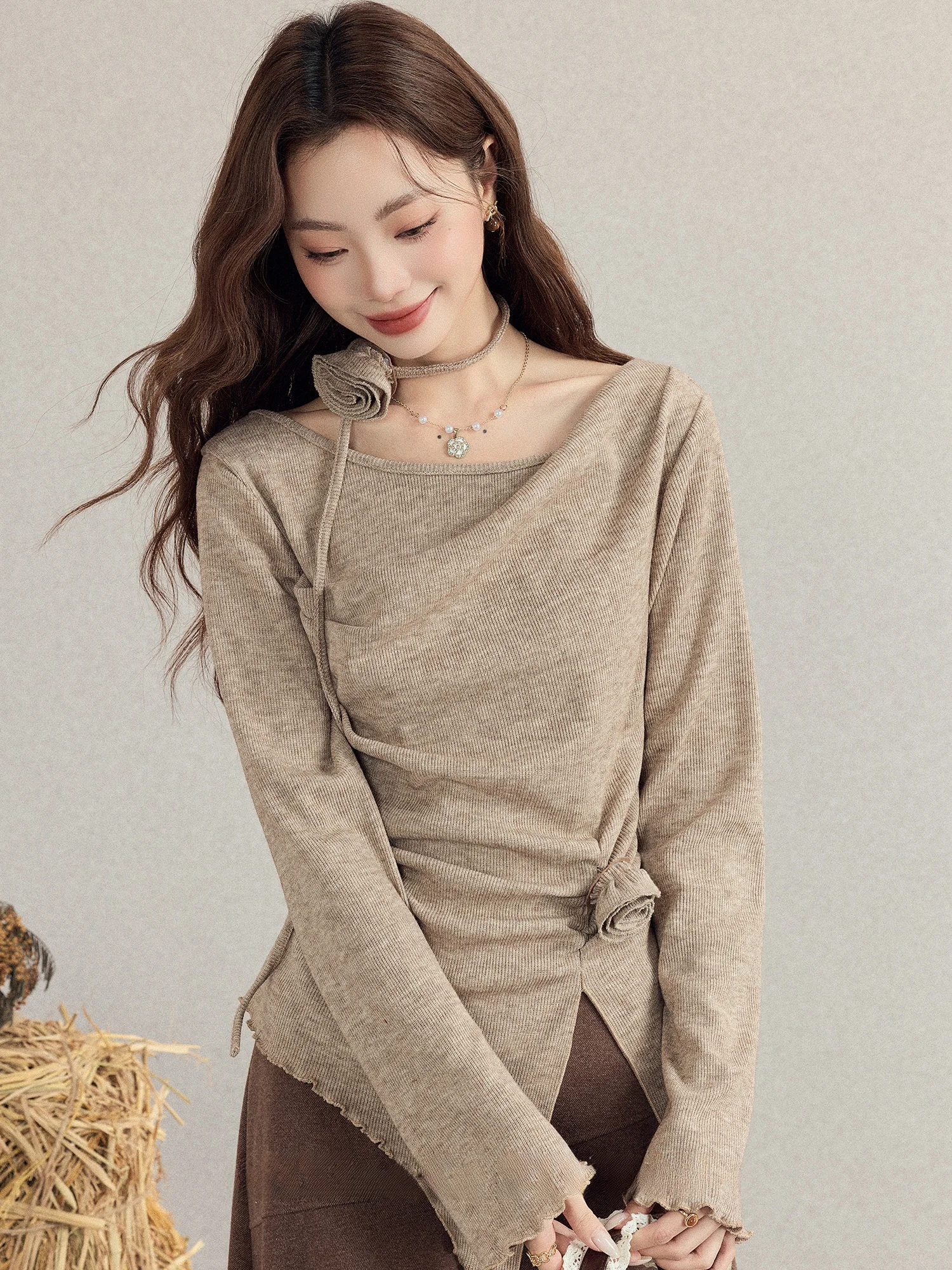 

Потрясающий винтажный комплект из двух предметов, красиво скрывающий осенне-зимний модный вязаный топ и юбка с высокой талией для женщин