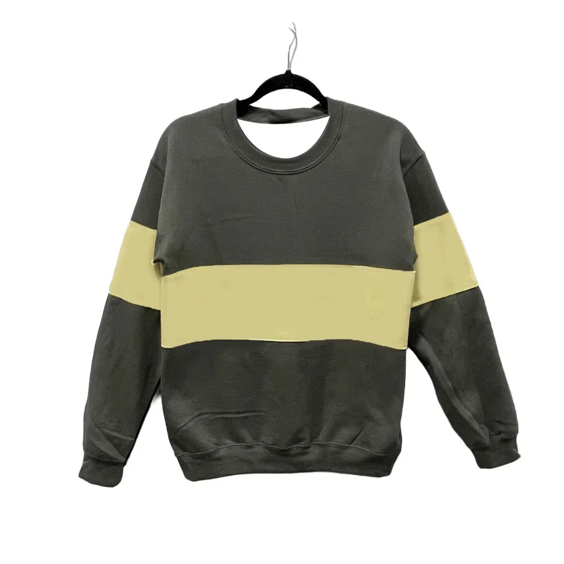 Unisex Deltarune Kris Cosplay Sweatshirt Color Block Grey Yellow Stripe Crew Neck Long Sleeve Pullover Tops