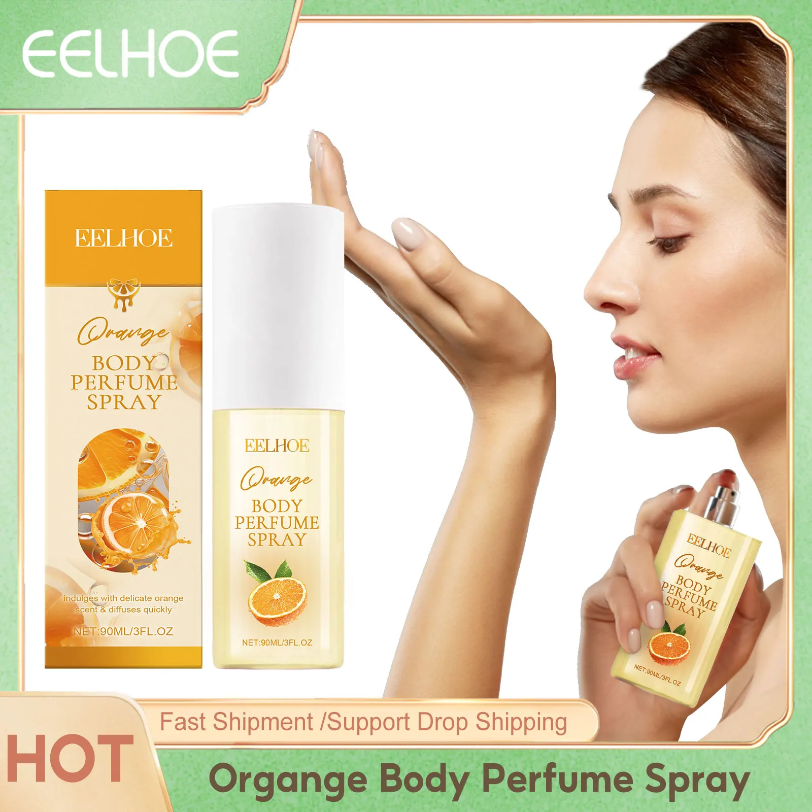 EELHOE Orange Body Perfume Women Orange Fragrance Perfume Long Lasting Fresh Light Fragrance Pheromone Spray Scent Perfume 90ml