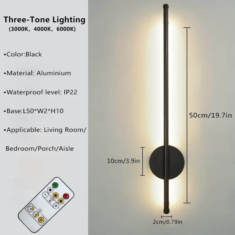 Magnetische oplaadbare 50-wandlamp zwart goud voor woonkamer slaapkamer hal studie trappenhuis garderobe LED-verlichting bedrading gratis
