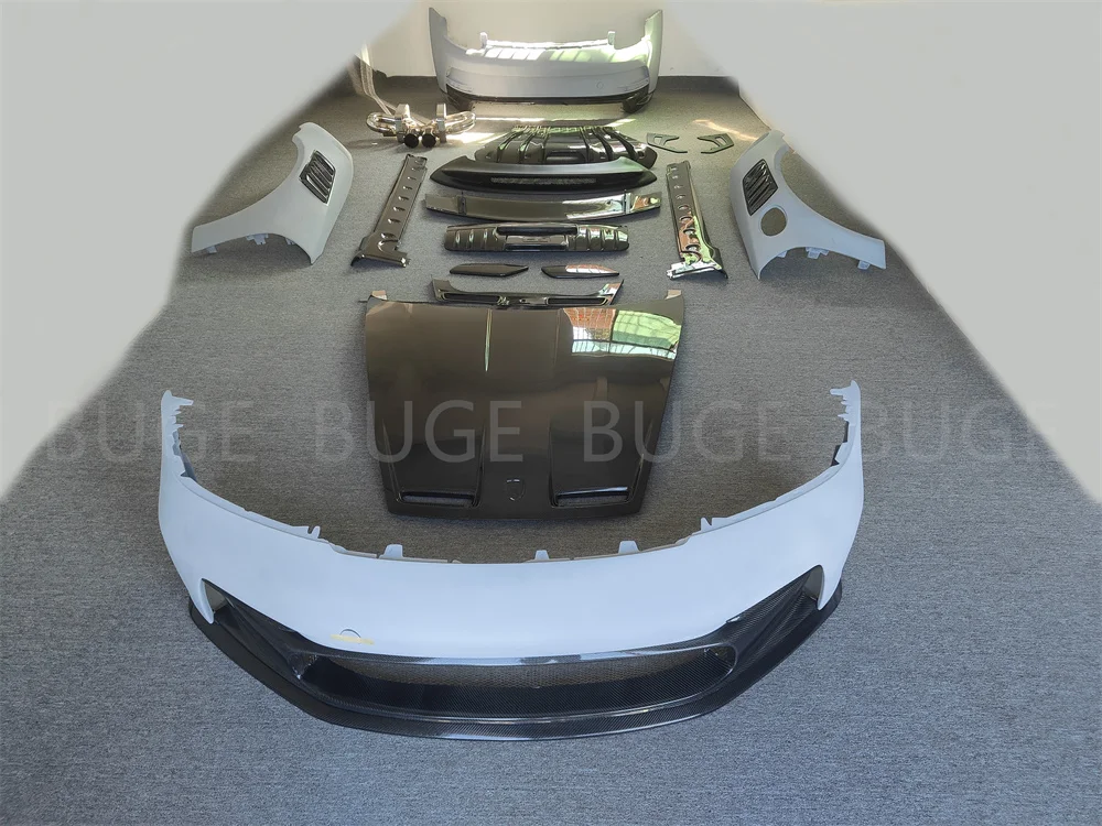 Used for Porsche 992 911 upgrade carbon fiber GT3 style front rear bumper side skirts mudguards hood assembly exhaust body kit