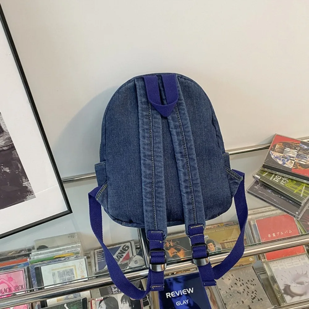 Large Capacity School Backpack Fashion Adjusting straps Zipper Denim Backpack Vintage Denim Shoulder Bags Students