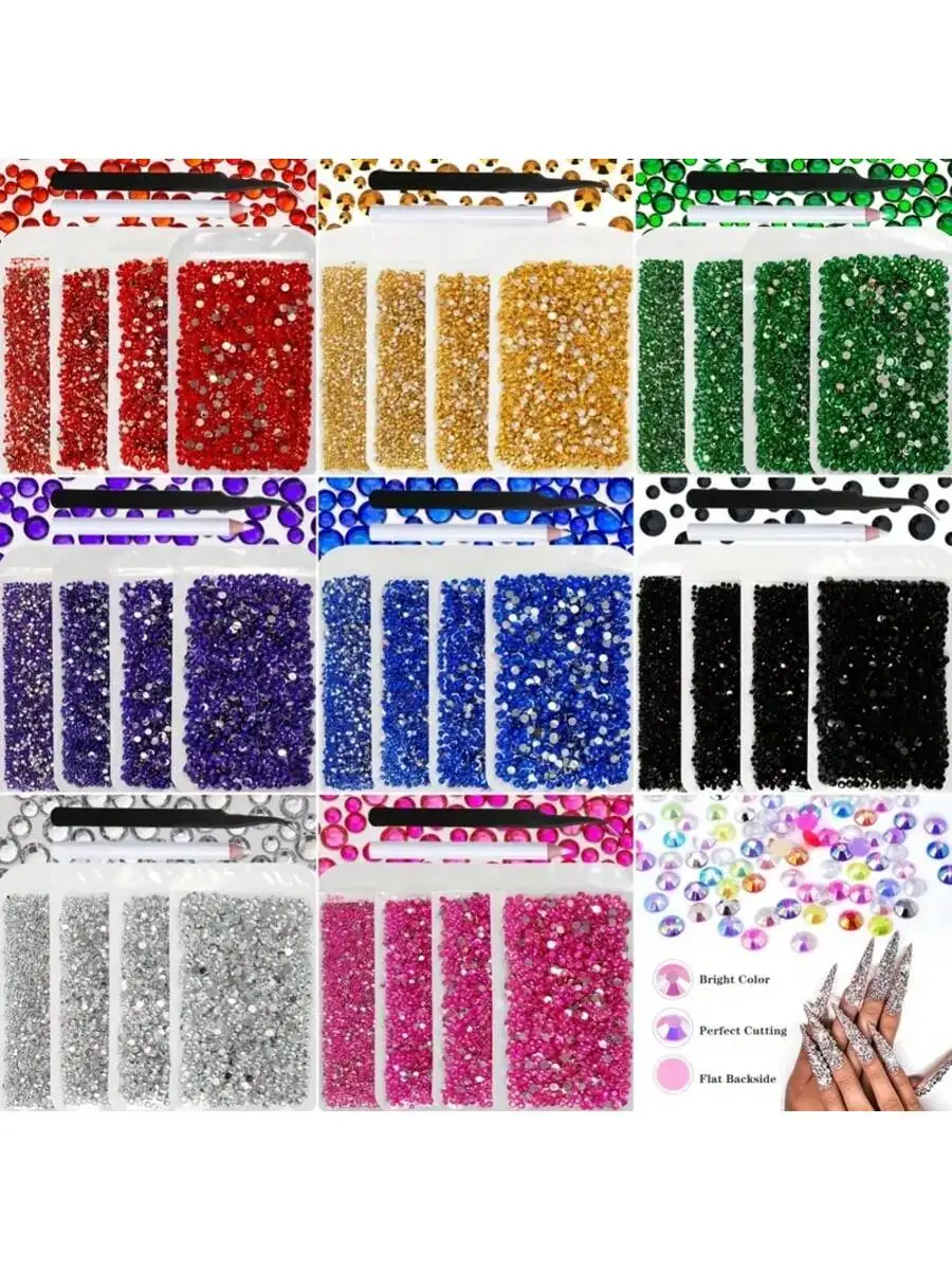 

10000PCS Ultra Sparkling Resin Flat Back Rhinestones for Nail Art, Wedding Costumes, Phone Case Decor,Multicolour Rhinestones