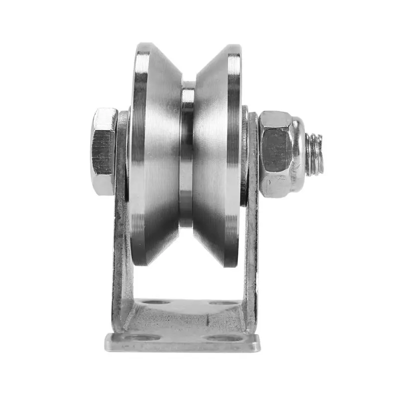 TFTP-3-Pack V-Type Stainless Steel Pulley Block Mute Bearings Groove Sliding Roller Track Wheel
