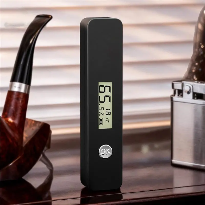DT15 Portable Cigar Humidity Meter, Digital Electric Humidor Tester Gauge with LCD Display, Gray, for Cigar Box
