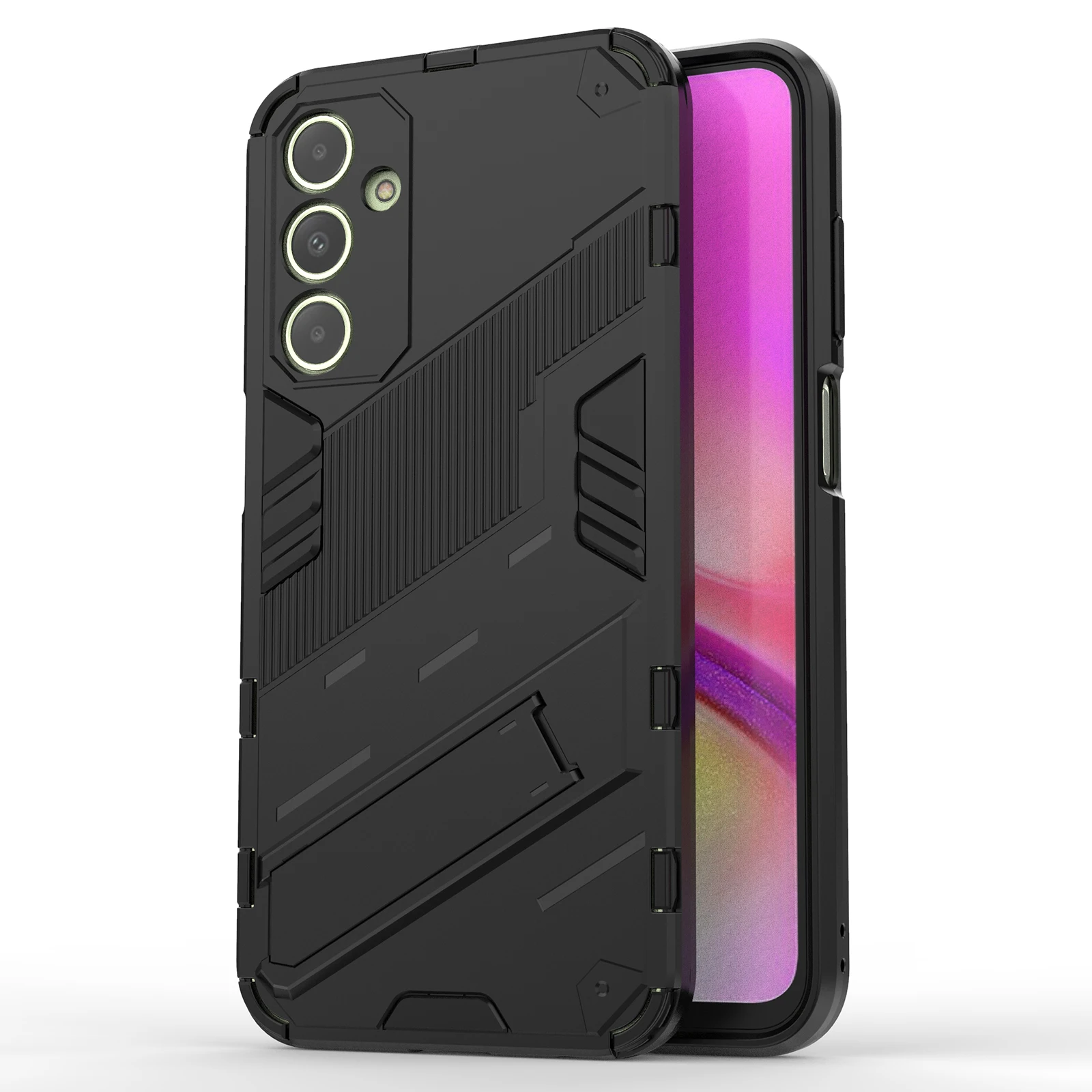 For Samsung Galaxy A25 5G (Global) (161.0 x 76.5 x 8.3mm) Kickstand Cover PC+TPU Shockproof Protection Phone Case - Black