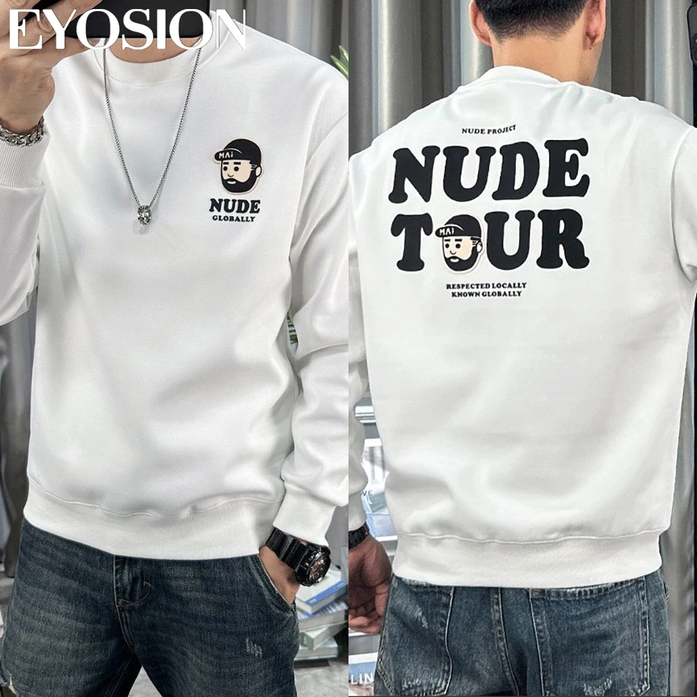 

Autumn Winter Men Hoodies Pullover Cartoon Letter Printing Men's Bottomed Shirt Top High Quality Sweater Long Sleeve Clothes